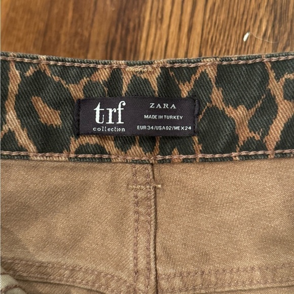 ZARA Leopard Cheetah Animal Print Wide Leg High Waisted Trouser Pants Size 2 - Picture 9 of 10